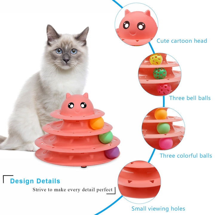 UPSKY Cat Toy Roller 3-Level Turntable Cat Toys with Six Colorful Balls