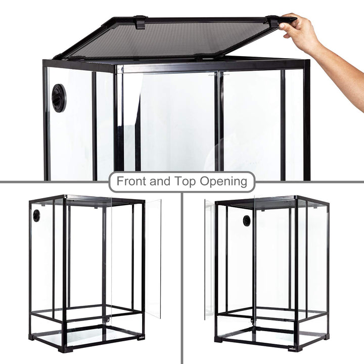 REPTI ZOO 24" x 18" x 36" Reptile Tall Glass Terrarium Rainforest Habitat Double Hinge Door with Screen Ventilation 67 Gallon Reptile Terrarium Easy Assembly
