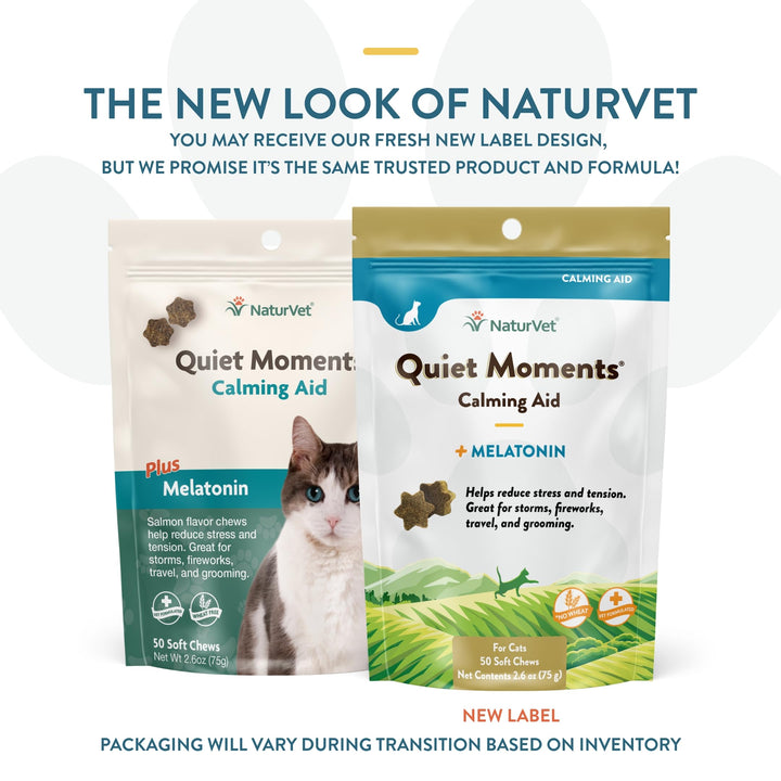NaturVet Quiet Moments Calming Plus Melatonin Cat Supplement - 50 Count
