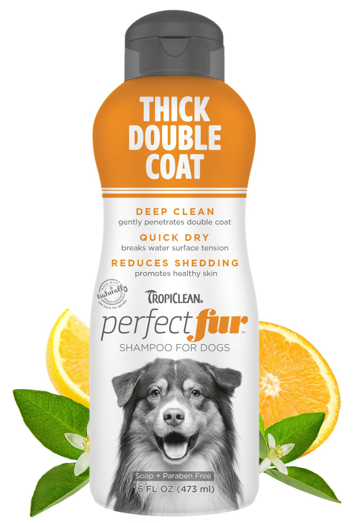 TropiClean Perfect Fur Thick Double Coat Dog Shampoo, 16 fl. oz.