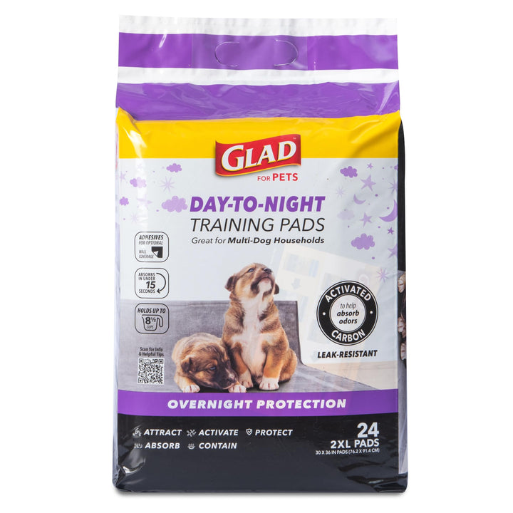 Glad for Pets Giant Activated Carbon Training Pads, 30 x 36 In, 24 Ct, 6-Pk