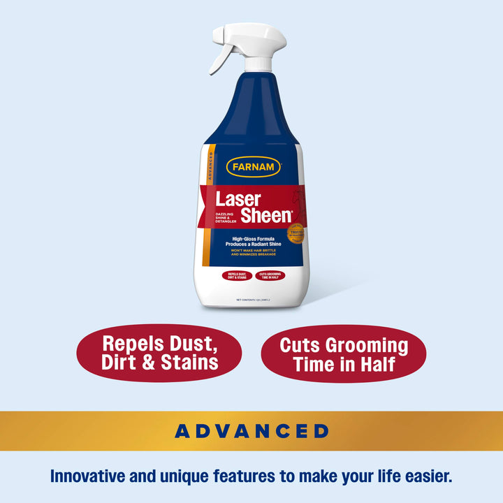 Farnam Laser Sheen Dazzling Shine and Detangler for Horses, 32 oz Spray