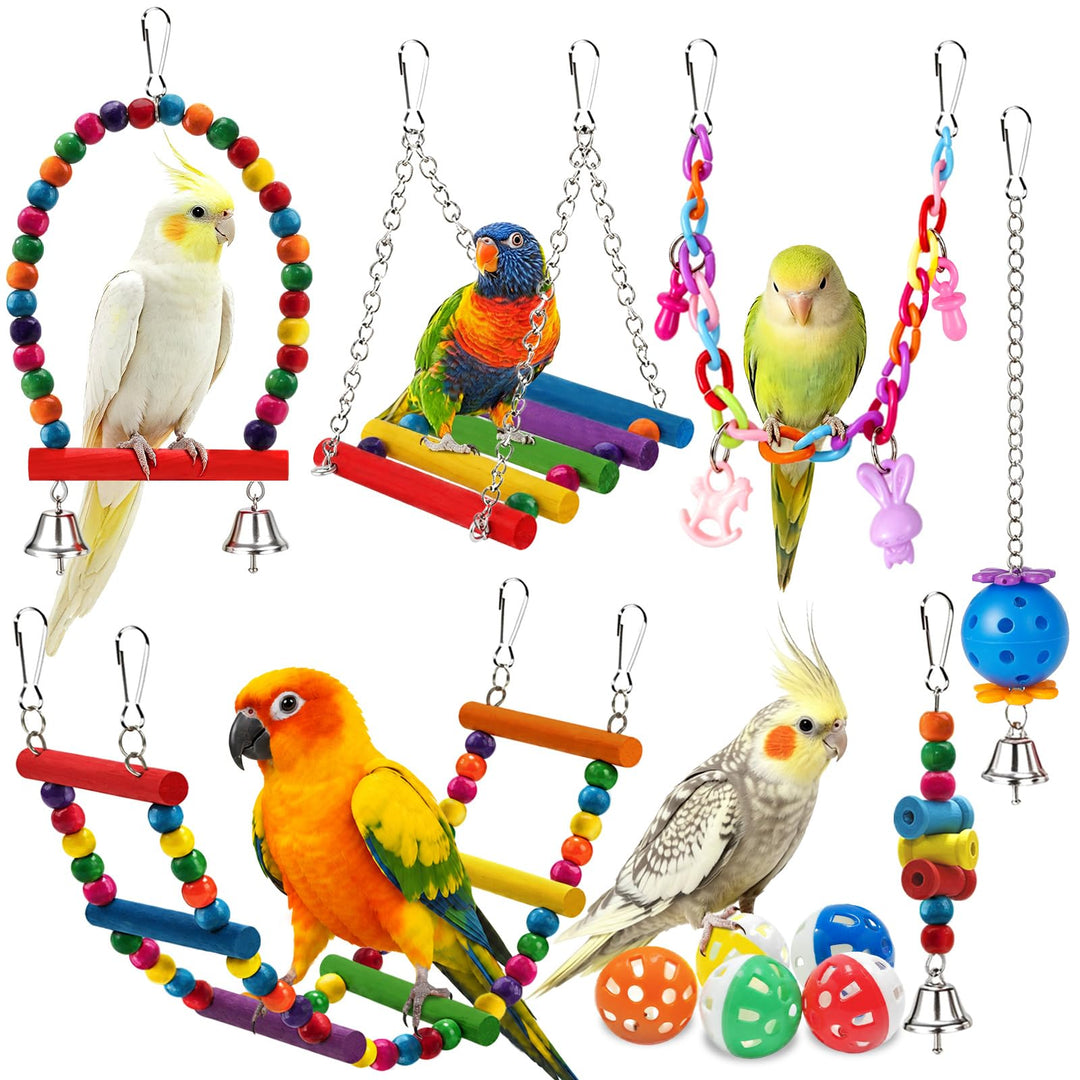 Bird Toys for Parakeets Parrots Conures Budgies with Swing Hammock Ladder