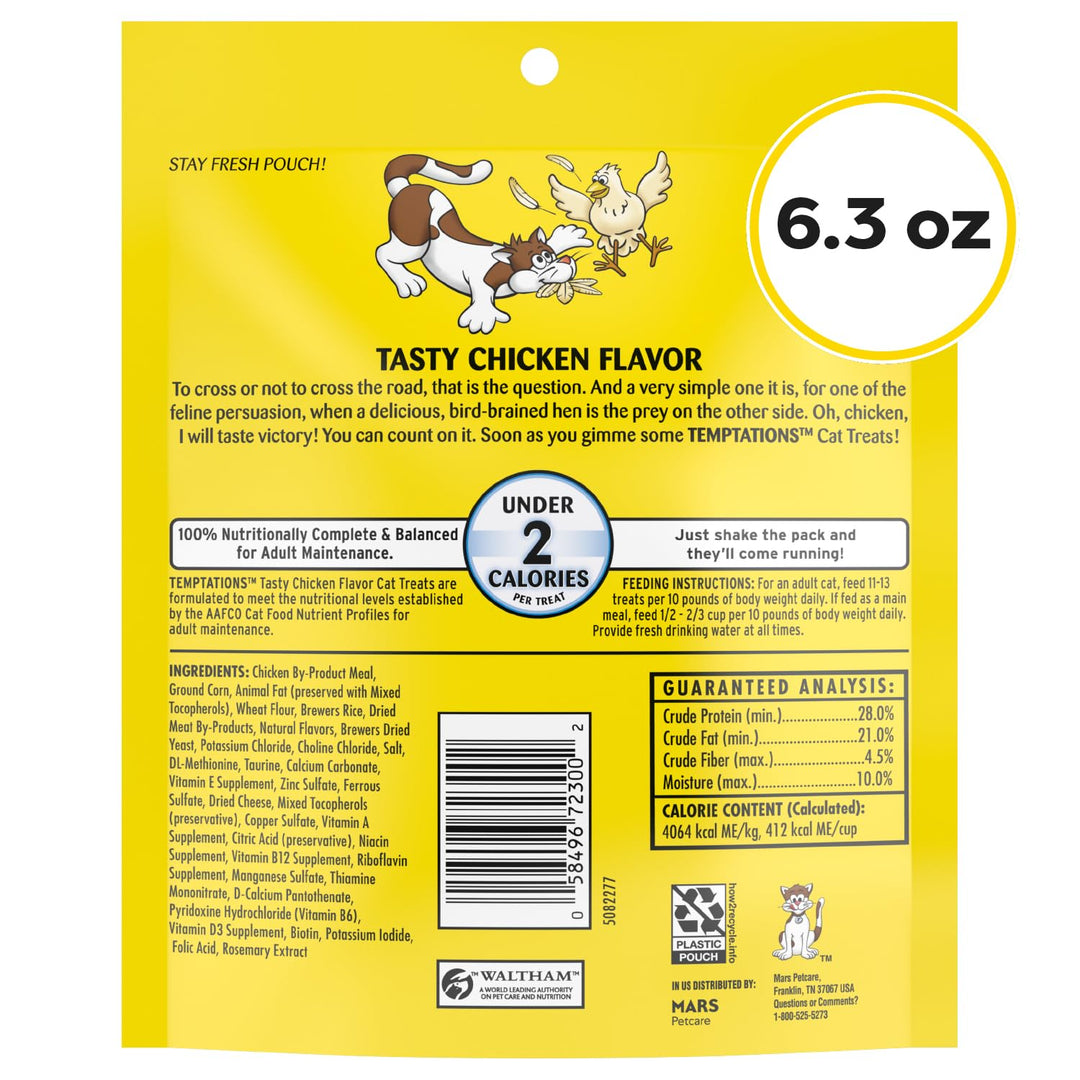 Temptations Classic Crunchy and Soft Cat Treats, Tasty Chicken, 6.3oz, 10pk