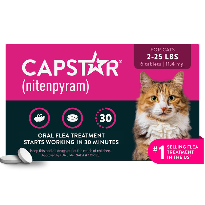 Capstar Oral Flea Tablets Cats 2-25 lbs, Nitenpyram, 6-Dose