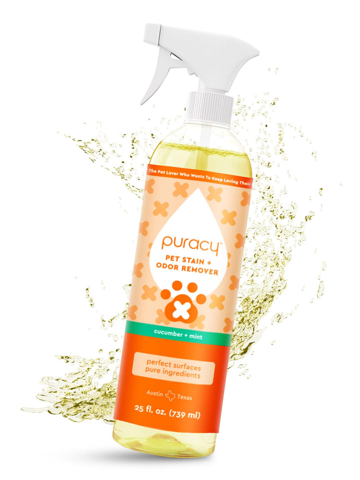 Puracy Pet Stain and Odor Remover - Enzyme Cleaner for Dog &amp; Cat Urine and Poop on Carpet, Professional Pet Carpet Stain Remover, Cucumber &amp; Mint, 25oz