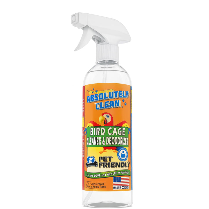 Absolutely Clean Amazing Bird Cage Cleaner and Deodorizer - Just Spray/Wipe - Safely &amp; Easily Removes Bird Messes Quickly and Easily - Made in The US - Fragrance Free (16oz Pack of 1)