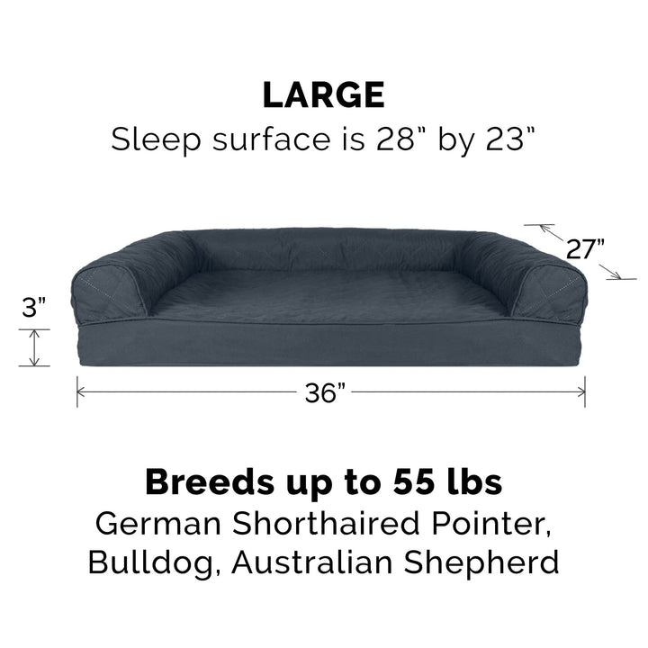 FurHaven Classic Sofa Orthopedic Dog Bed for Large Dogs, with Orthopedic Egg Crate with a Solid Orthopedic Foam Base for Joint Support, Removable Washable Cover, Large, Quilted Sofa, Iron Gray