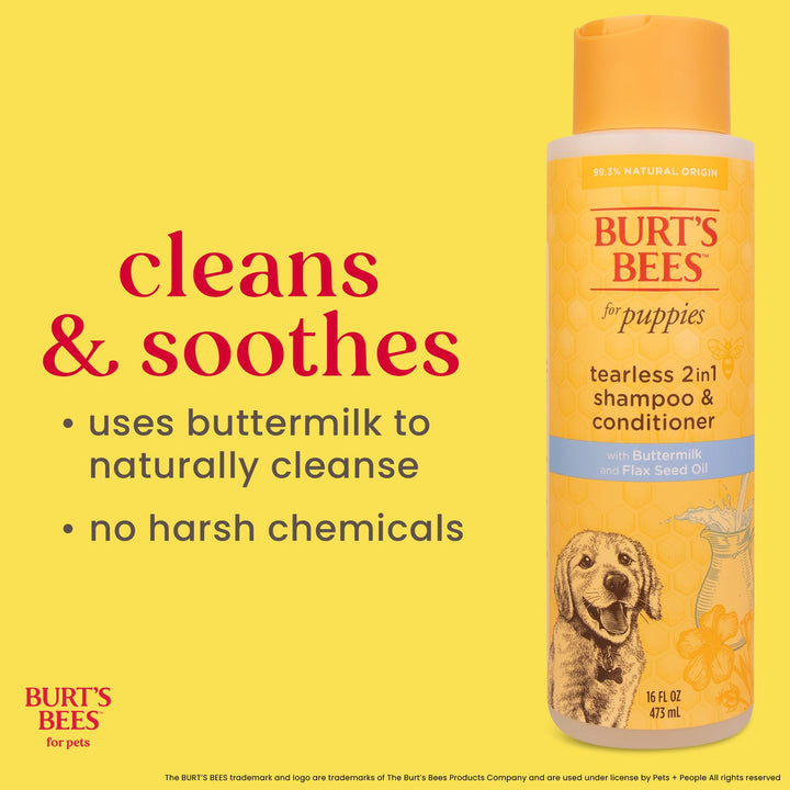 Burts Bees Tearless Puppy Shampoo &amp; Conditioner with Buttermilk, 16 Fl Oz