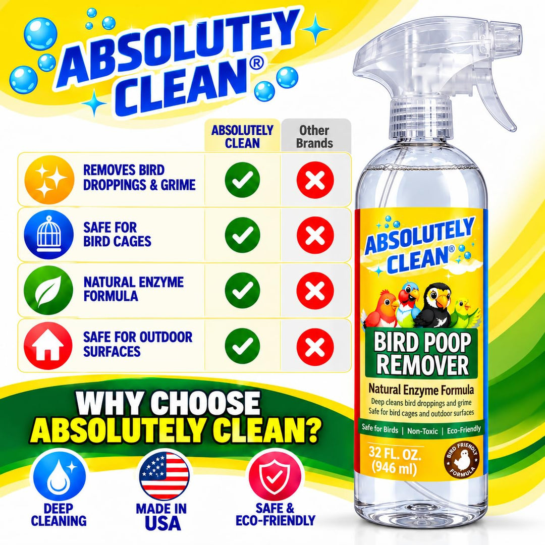 Absolutely Clean Amazing Bird Poop Remover - Just Spray/Wipe - Safely &amp; Easily Removes Bird Messes - Use Indoor/Outdoor - Made in The USA