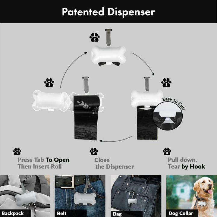 GORILLA SUPPLY Dog Poop Waste Bags with Dispenser and Leash Tie, 9" x 13", Black, 1000 Count
