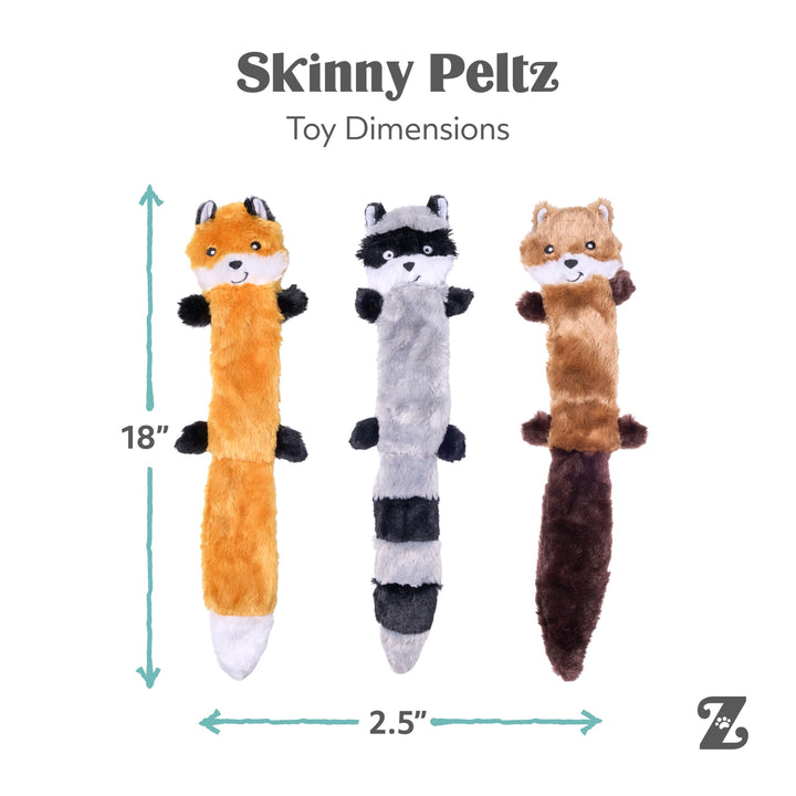 ZippyPaws Skinny Peltz No Stuffing Dog Toy Pack to Keep Them Busy - 18"