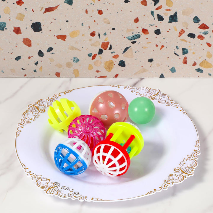 Psiriol 6 Pcs Foraging Ball Bird Toys, Feeder Toys, Foot Talon Toy, Chewing Training Rattle Bell Balls, Parrot Cage Toys for Parakeets, Cockatiels, Conures, Love Birds and Other Small to Medium Birds