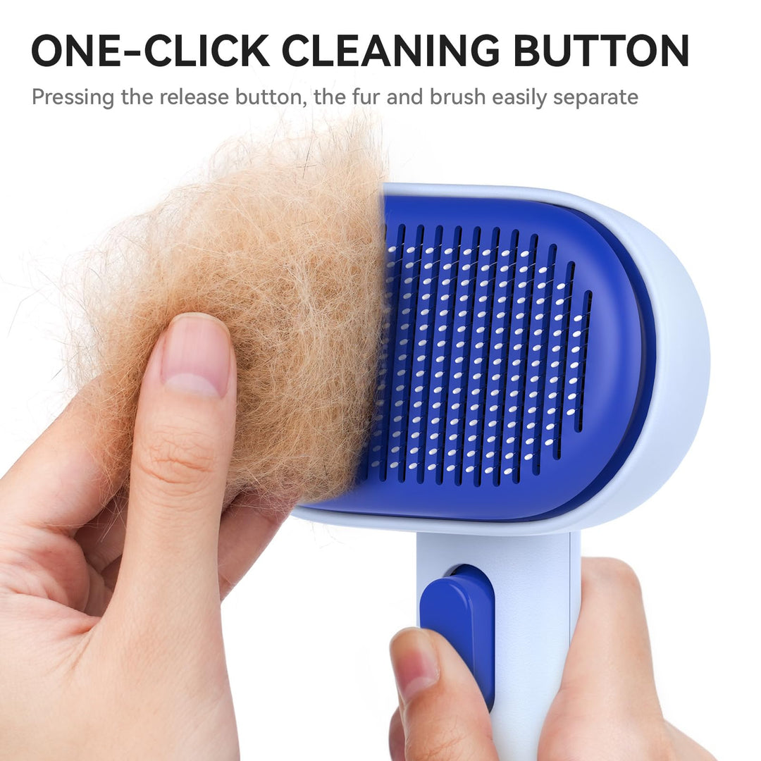 aumuca Skin Friendly Self-Cleaning Slicker Brush for Dogs &amp; Cats, Gentle Pet Grooming Tool for Shedding &amp; Deshedding, Efficient Hair Remover for Long &amp; Short Haired Pets