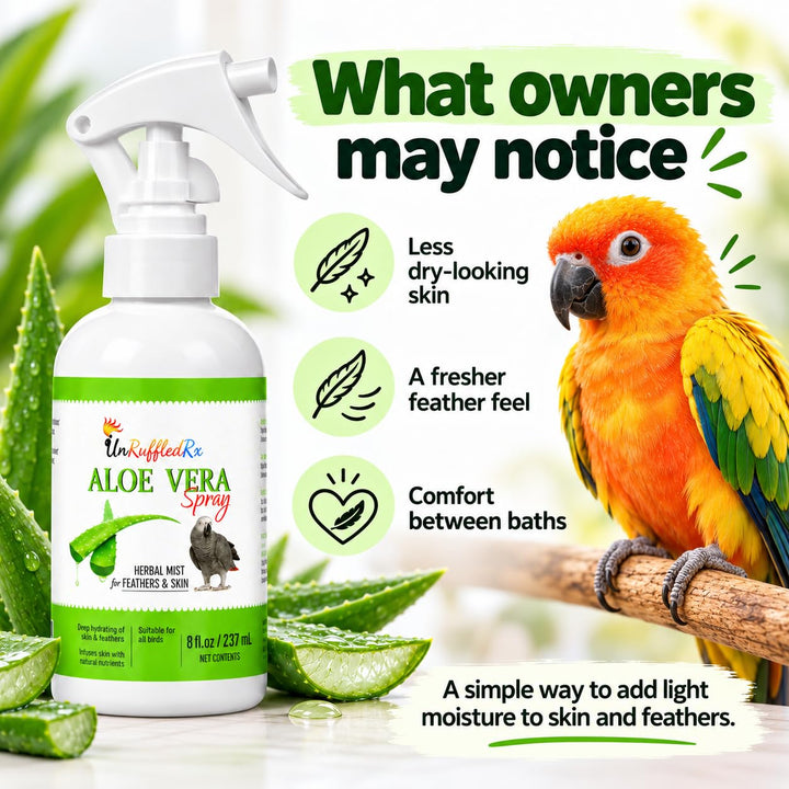 UnRuffledRx Aloe Vera Bird Spray, 8 oz | Bird Bath + Feather Care Mist