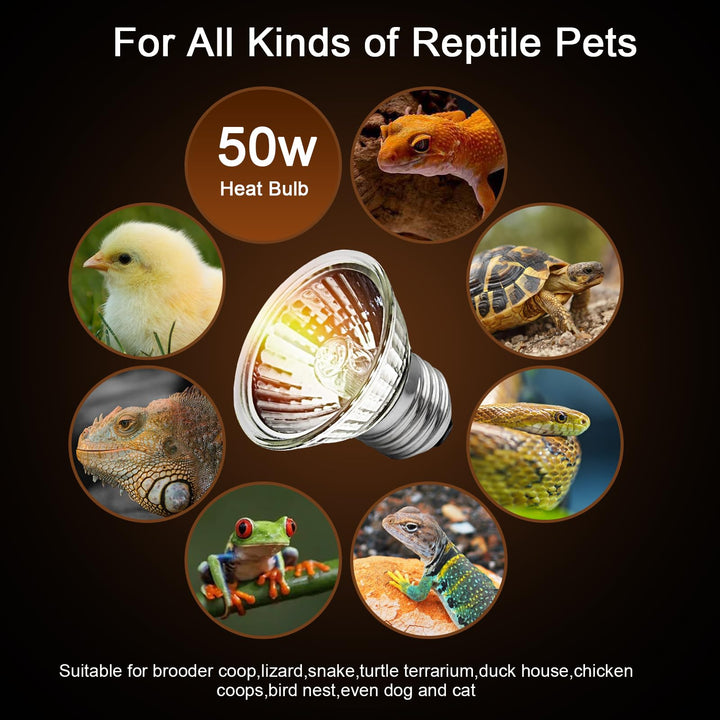 Lachesan 50W Uva Light Bulbs 4-Pack, Turtle Heat Lamp for Reptile