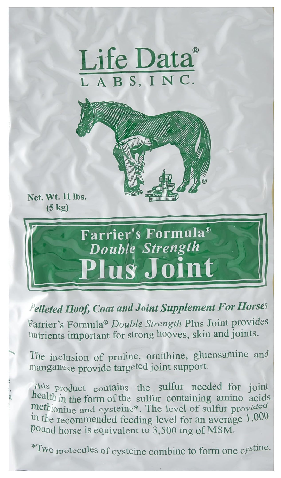 Farriers Formula Double Strength Plus Joint, 11 lbs; Pelleted Hoof, Coat and Joint Supplement for Horses
