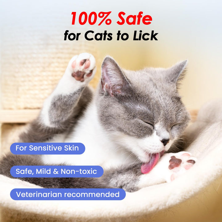 Cat Waterless Shampoo with Brush - No Rinse Formula for Quick Clean Between Baths, Hypoallergenic &amp; Detangling, Reduce Itchy Skin Shedding &amp; Odor Control,Vet-Recommended for Kittens/Senior Cats