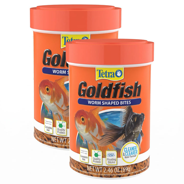 Tetra Goldfish Worm Shaped Bites Fish Food, 2.46 Oz., Complete Food for All Goldfish (Pack of 2)