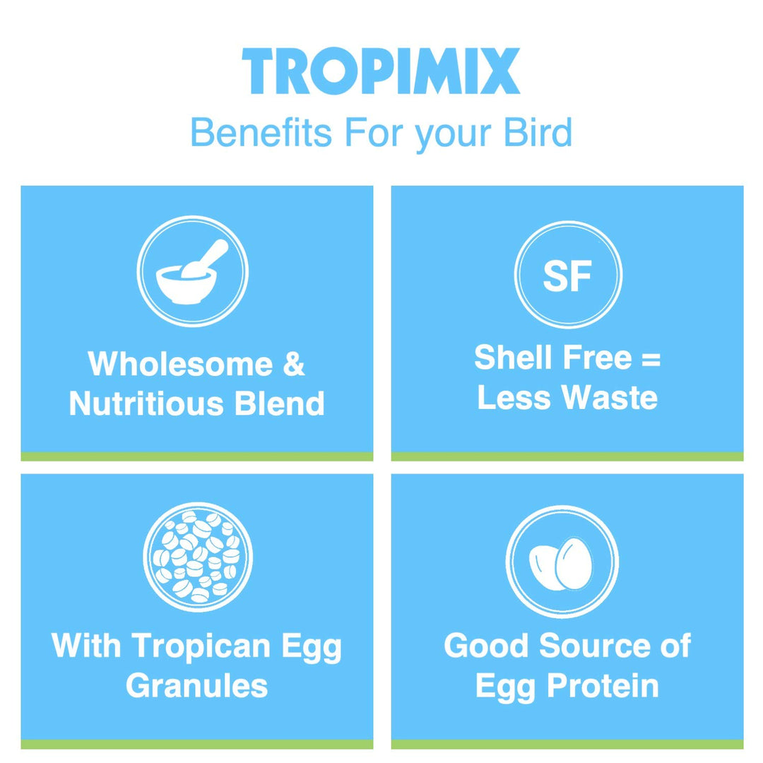 HARI Tropimix Bird Food for Budgies, Canaries And Finches, Hagen Parrot Food with Seeds, Egg, Fruits and Vegetables, Egg Food Mix, 8 lb Bag