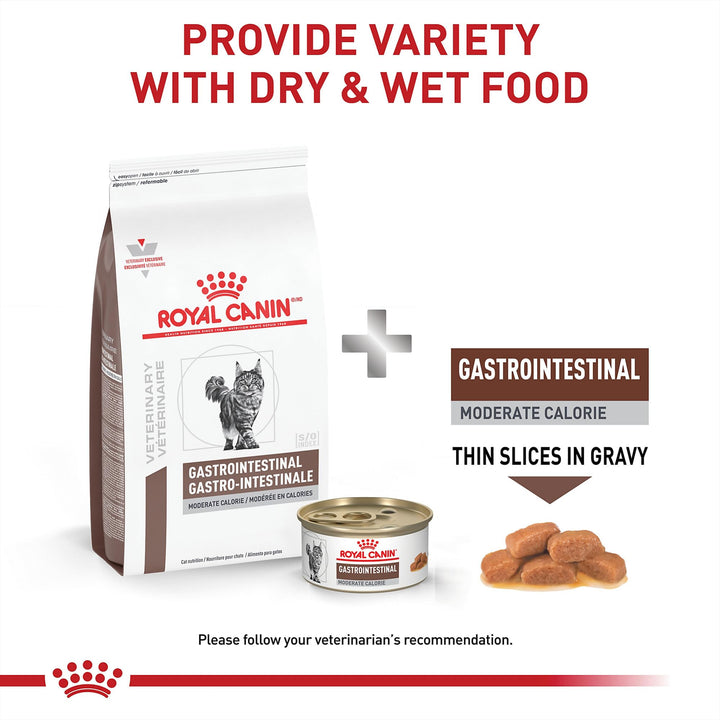 ROYAL CANIN Veterinary Diet Feline Gastrointestinal Moderate Calorie Adult Thin Slices in Gravy Cat Food, 3 oz (Pack of 24)
