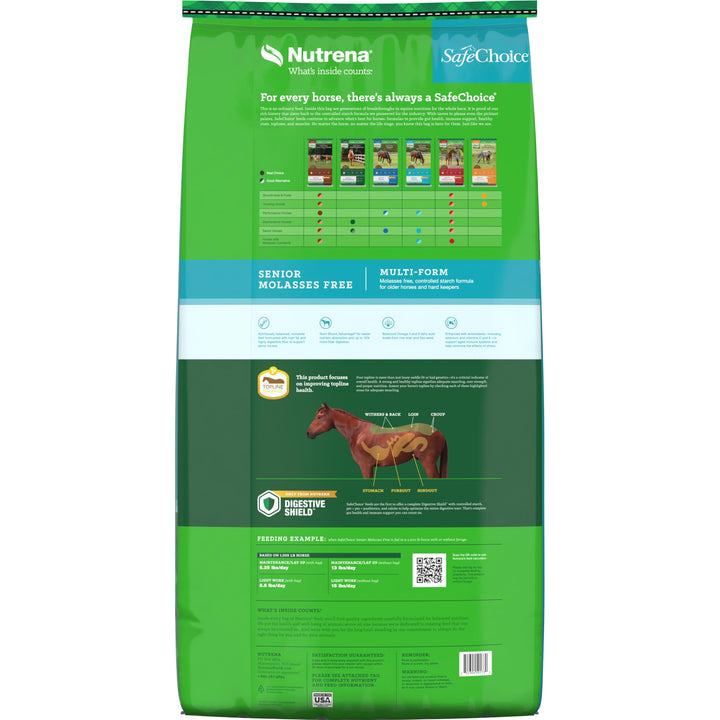 SafeChoice Senior Horse Feed, Molasses Free Multi-Form, 50 lbs