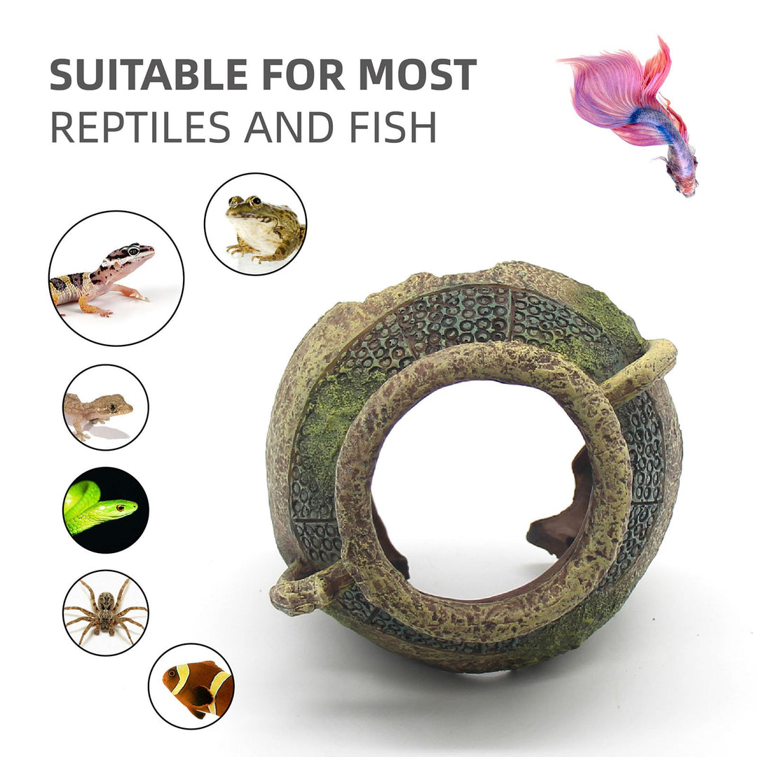 relaqcc Aquarium Decor Ruins Leaning Vase Hideaway Cave, Betta Fish Tank Accessories for Goldfish, Shrimp, Conch, Cichlid