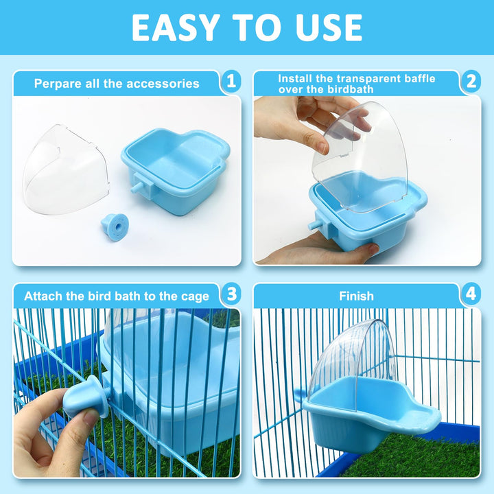 Nobgum Bird Bath Box Hanging Birdbath Toy Parakeet Caged Bathing Tubs