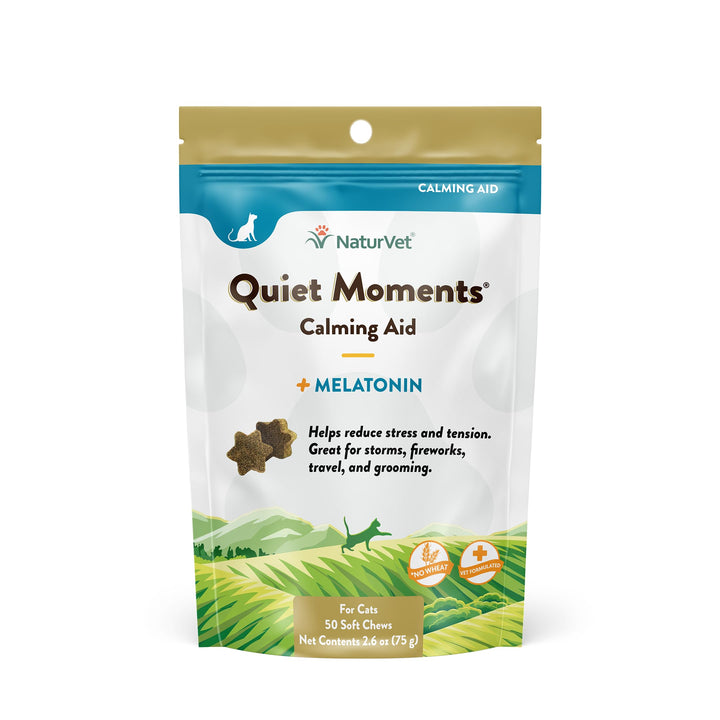 NaturVet Quiet Moments Calming Plus Melatonin Cat Supplement - 50 Count