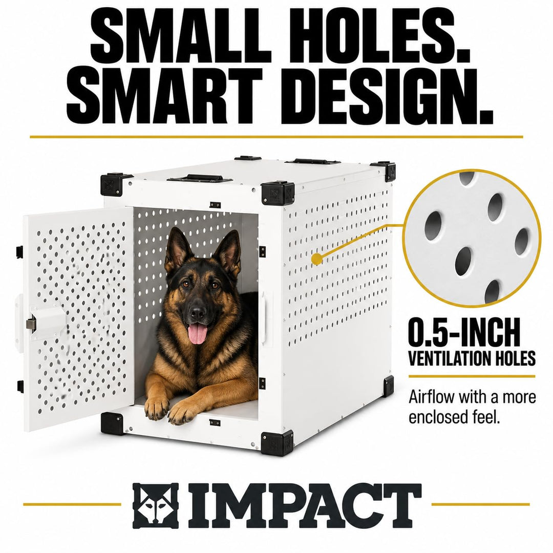 Impact High Anxiety Dog Crate - Escape Proof Kennel (White, 30")