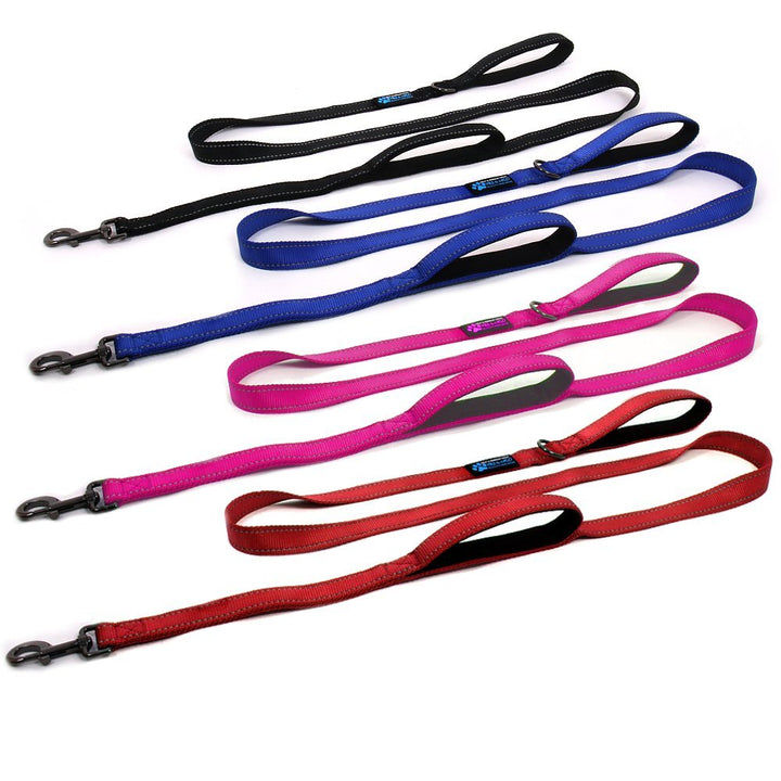 Max and Neo Double Handle Traffic Dog Leash - Reflective, Donates to Dog Rescue (Black, 6 FT)