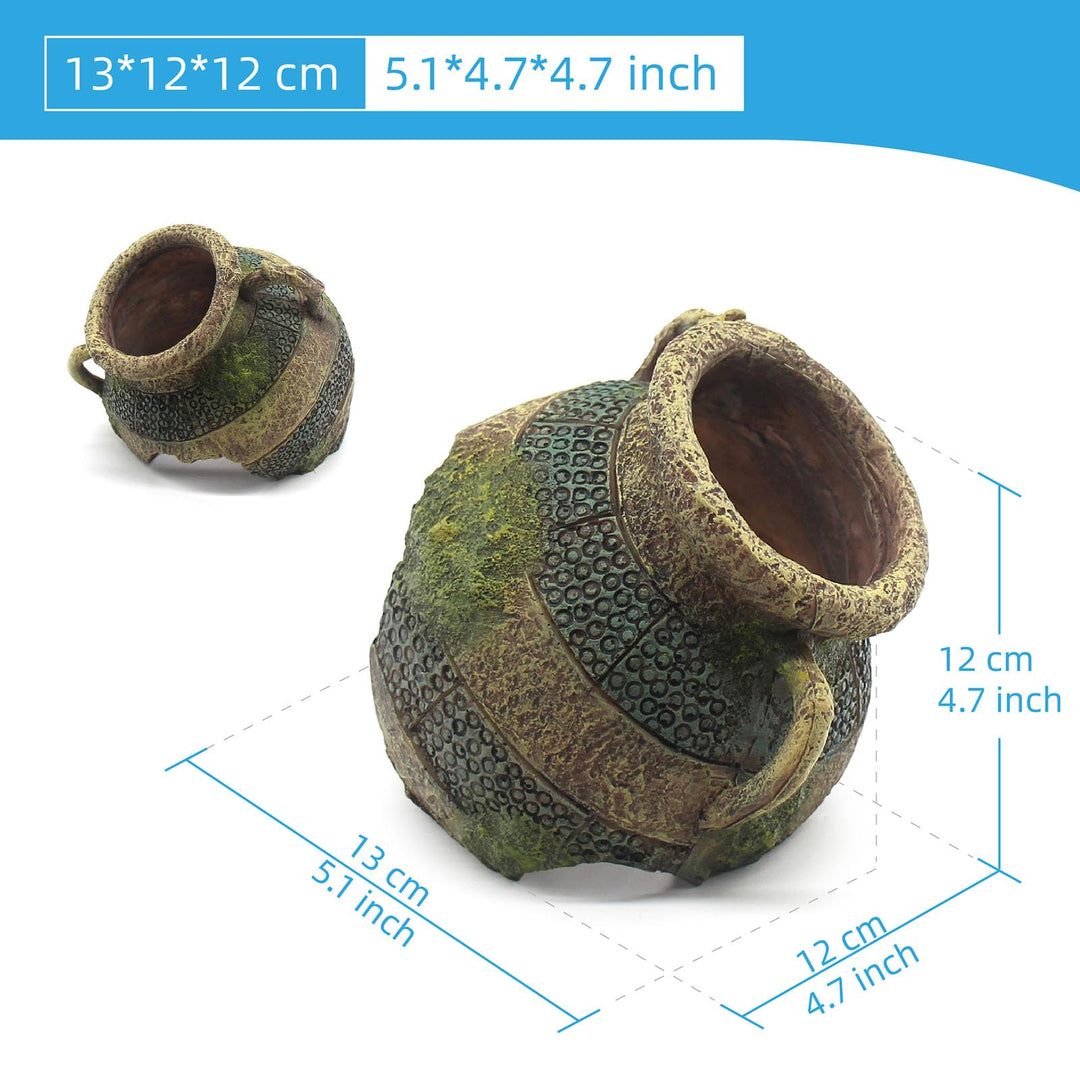 relaqcc Aquarium Decor Ruins Leaning Vase Hideaway Cave, Betta Fish Tank Accessories for Goldfish, Shrimp, Conch, Cichlid
