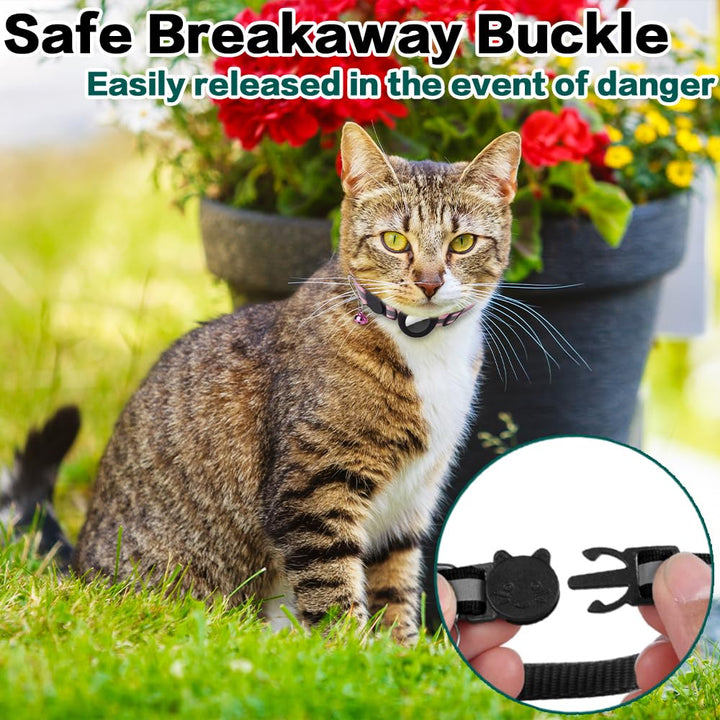 Dgerp Airtag Cat Collar Breakaway, Cat Collar with Air Tag Holder, Purple