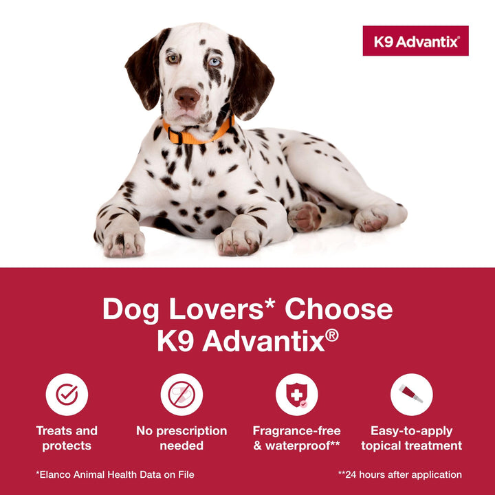 K9 Advantix Flea, Tick &amp; Mosquito Prevention for Dogs 21-55 lbs. | Flea Drops for Large Dogs | Apply Monthly | 4 Treatments (Pack of 2)