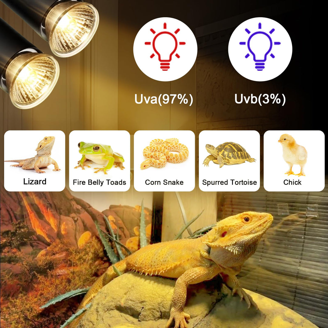 Lachesan 50W Uva Light Bulbs 4-Pack, Turtle Heat Lamp for Reptile
