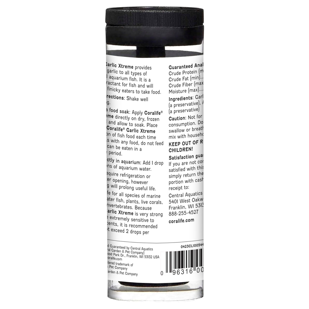 Coralife Fish Tank Aquarium Garlic Xtreme Attractant and Food Supplement for Saltwater Marine or Freshwater Fish, 1 oz