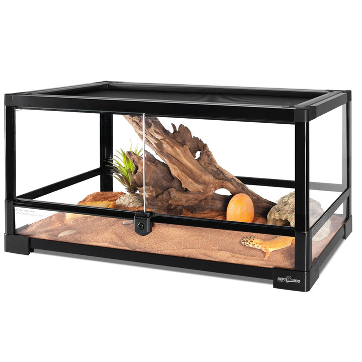 REPTIZOO Reptile Terrarium 24" X 12" X 12", 15 Gallon Glass Reptile Tank with Double Hinge Door Top Screen Ventilation, Easy Assembly Front Opening Terrarium Habitat