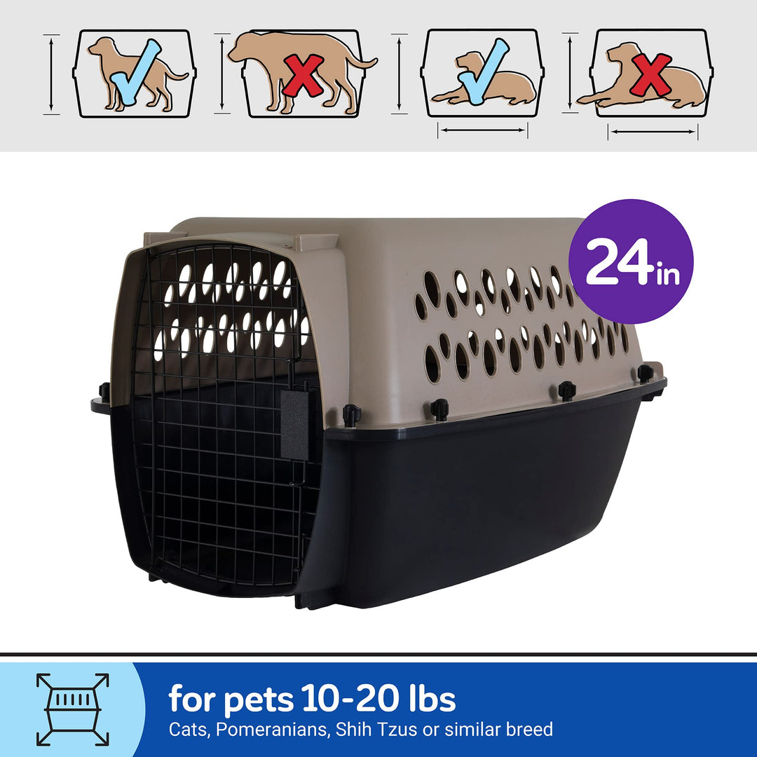 Petmate Vari Dog Kennel, Carrier, 10 to 20lbs, 24in, Taupe and Black
