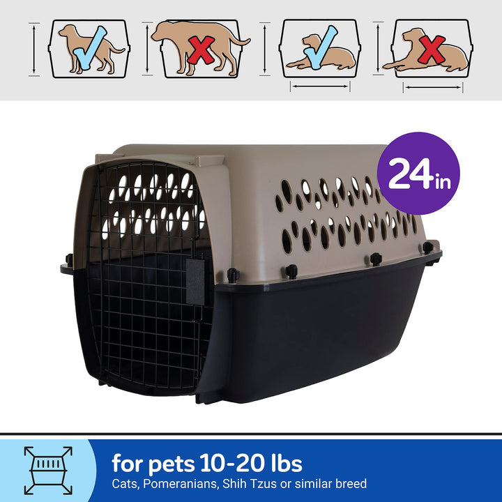 Petmate Vari Dog Kennel, Carrier, 10 to 20lbs, 24in, Taupe and Black