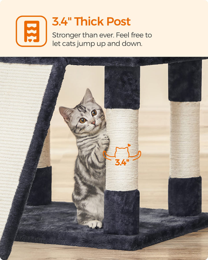 Feandrea 67.7-Inch Multi-Level Cat Tree for Large Cats, with Cozy Perches