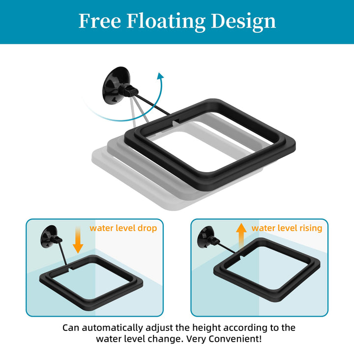 DaToo Fish Feeding Ring Aquarium Square Floating Food Feeder Circle with Strong Suction Cup Fish Tank Feeding Ring for Betta Goldfish Guppy