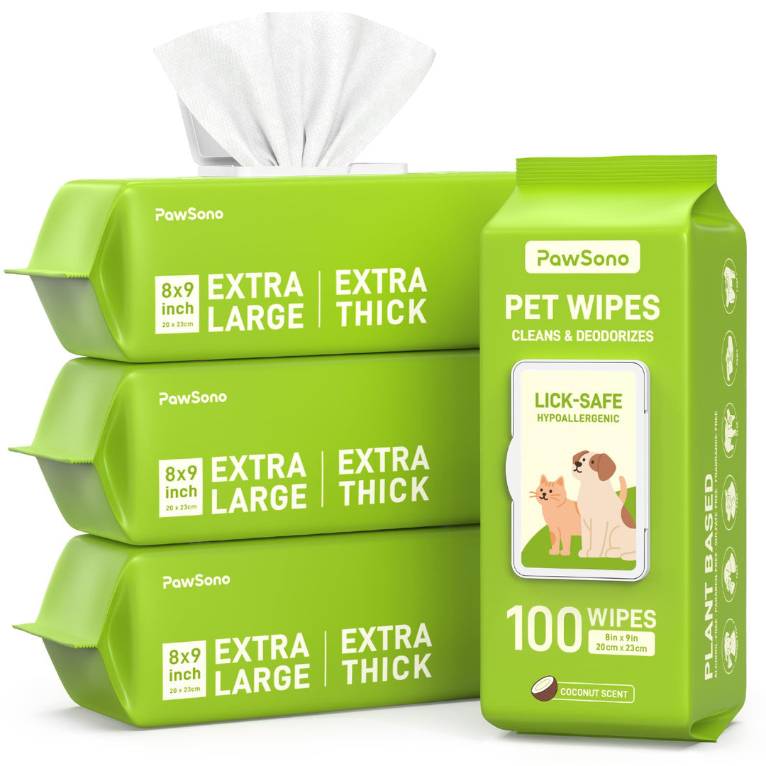 PawSono Hypoallergenic Pet Wipes for Dogs, Cats &amp; Small Animals, 400 Coun