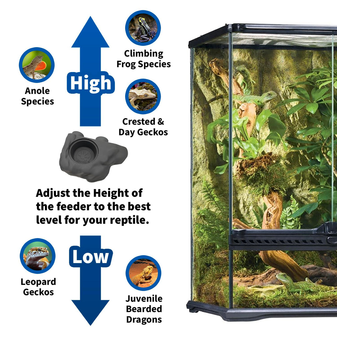 Pangea Silicone Gecko Feeding Ledge - Magnetic Mini Food Dish, Black