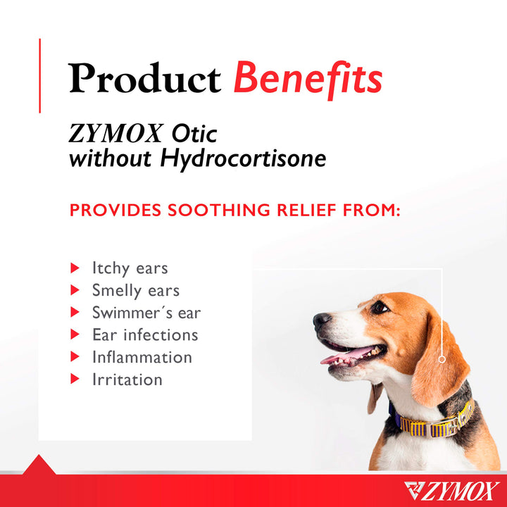 Zymox Otic Enzymatic Ear Solution for Dogs and Cats to Soothe Ear Infections Without Hydrocortisone, 1.25oz