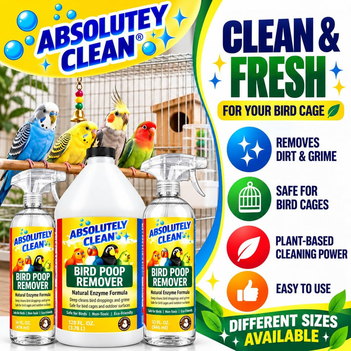 Absolutely Clean Amazing Bird Poop Remover - Just Spray/Wipe - Safely &amp; Easily Removes Bird Messes - Use Indoor/Outdoor - Made in The USA