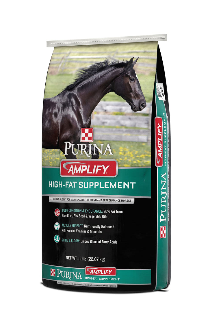 Purina, Amplify Equine, High-Fat Horse Supplement for Maintenance, Breeding, &amp; Performance Horses, 50 lbs