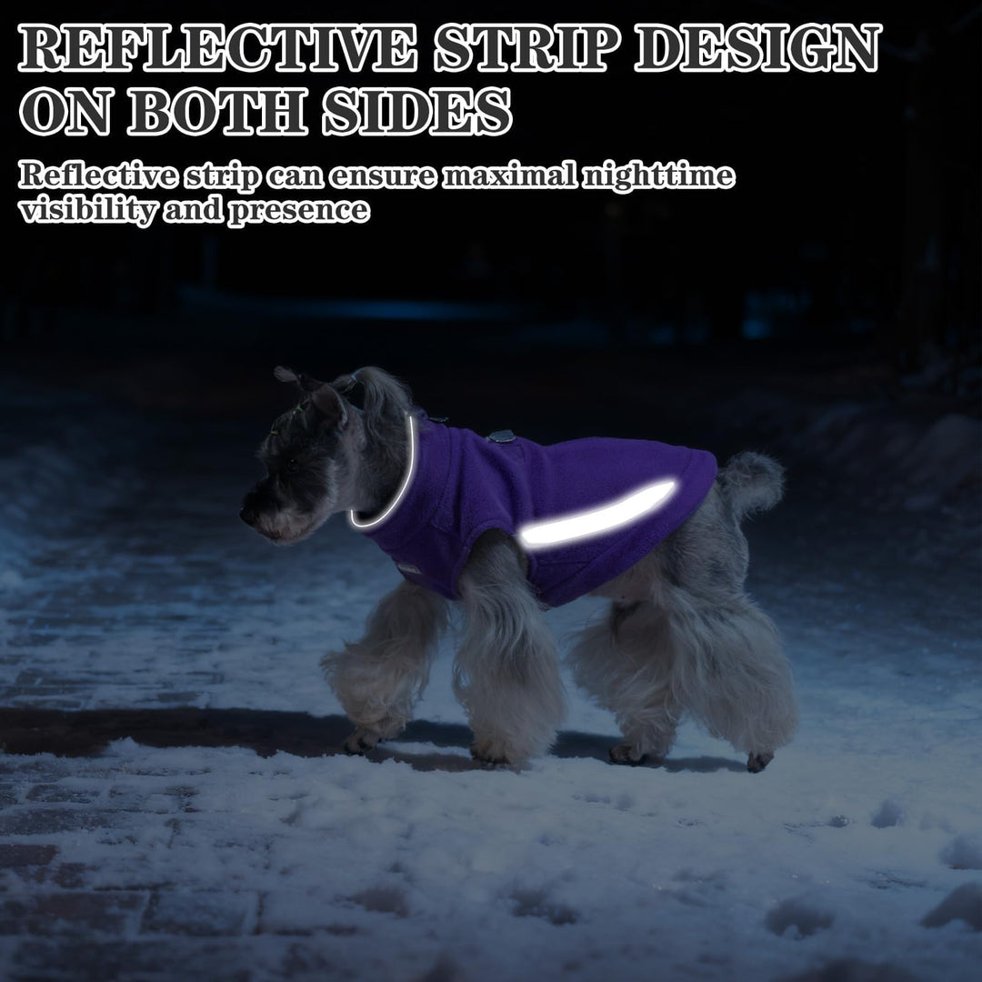 EXPAWLORER Dog Fleece Vest Jacket Sweater for Small Medium Large Dogs, Cold Weather Winter Coat Hoodie with Leash D-Ring and Zipper, Reflective Warm Sleeveless Puppy Clothes for S M L Boys Girls Cats