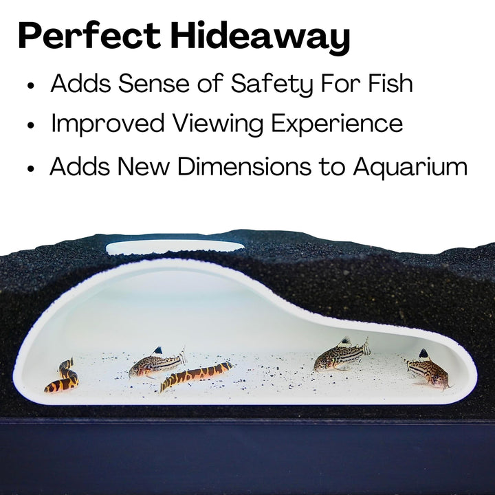 Aquarium Underground Tunnel Cave Natural Curve | Viewing Fish &amp; Shrimp Under Gravel Tunnel | Fish Tank Decor Decoration Hideout Perfect for Corydora Catfish, Kuhli Loach, Clown Loach, Pleco (White)