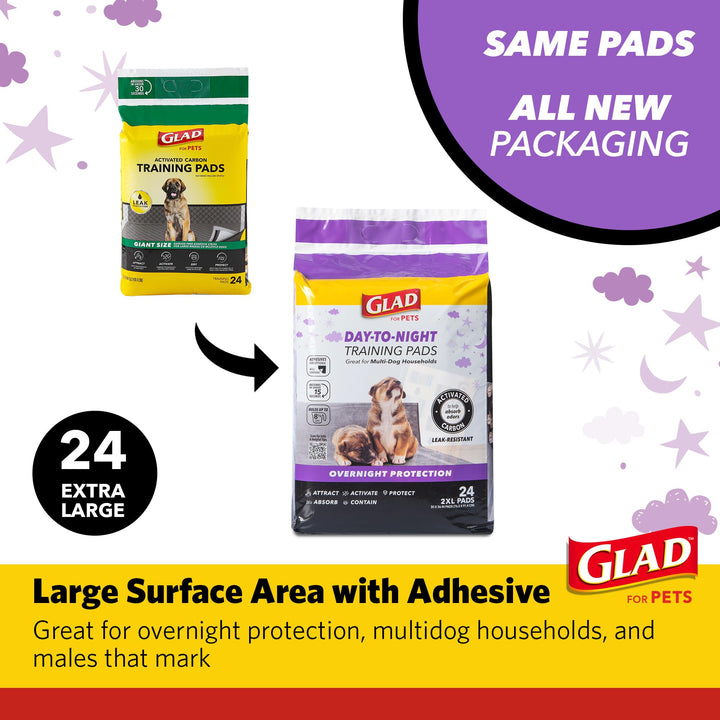 Glad for Pets Giant Activated Carbon Training Pads, 30 x 36 In, 24 Ct, 6-Pk
