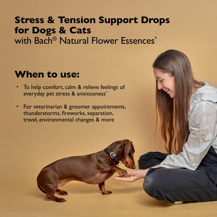 Rescue Remedy Pet Dropper - 10mL - Stress &amp; Tension Support for Dogs &amp; Cats with Bach Natural Flower Essences - Sedative-Free, Homeopathic Liquid Formula - For All Breeds, Ages &amp; Weights